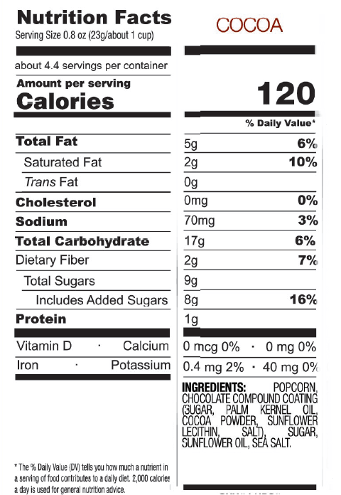 Dark Cocoa Popcorn 3.6oz - Drizzilicious